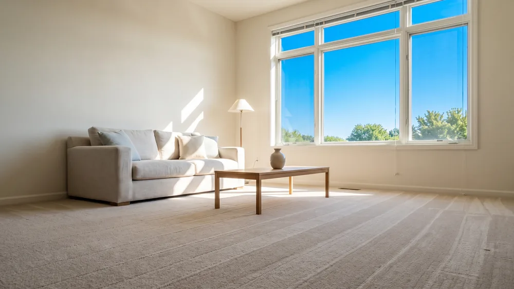 Freshly cleaned carpet in a bright room